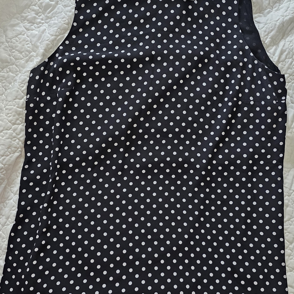 Chico's Black Tunic Tank Top with White Polka Dots Sz 2 12-14 - Picture 6 of 11